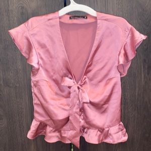 Pink silk top
